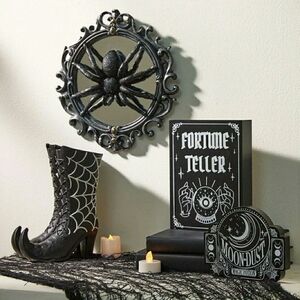 Spider Mirror Wall Plaque Black Resin New